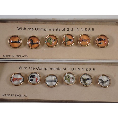 874A - Two boxed sets of Guinness Essex Crystal style Waistcoat Buttons, in Buff and White