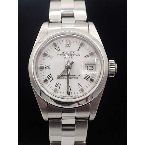 656 - A Rolex Ladies stainless steel Oyster Perpetual date wrist watch, Superlative Chronometer