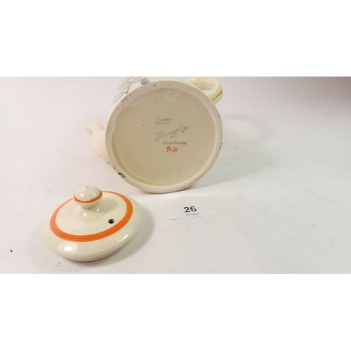 26 - A Wilkinson's Art Deco Honey Glaze coffee set decorated in the style of Clarice Cliff with orange fl... 