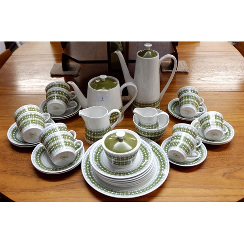 1 - A Royal Tuscan vintage tea and coffee set 'Cadenza' comprising: six cups and saucers, five coffee cu... 