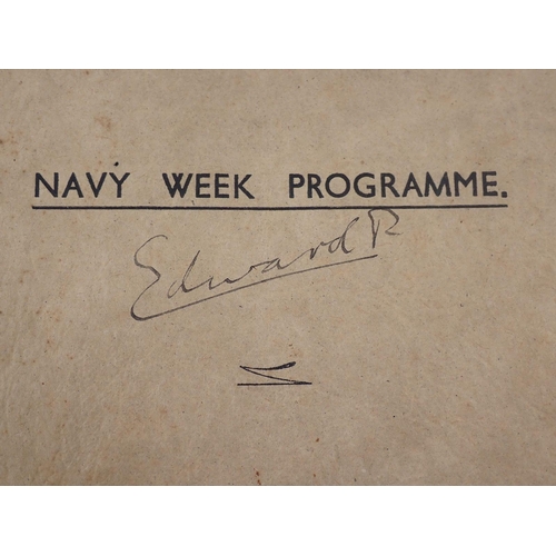 1036 - A Navy Week programme HMS Renown signed by Edward VIII during his short reign and also singed by his... 