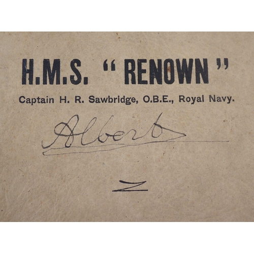 1036 - A Navy Week programme HMS Renown signed by Edward VIII during his short reign and also singed by his... 