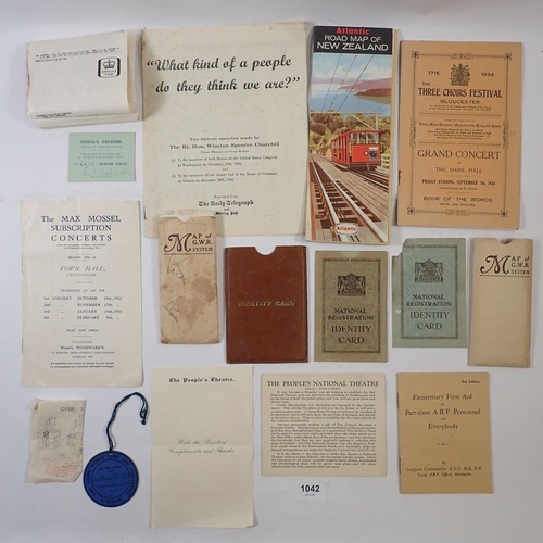 1042 - A group of ephemera to include WVS Paid Postage stickers, GWR maps of steam etc.