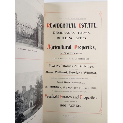 1055 - A John Wilkinson scale map of Birmingham backed on linen and a Warwickshire Estates Particulars auct... 