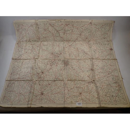 1055 - A John Wilkinson scale map of Birmingham backed on linen and a Warwickshire Estates Particulars auct... 