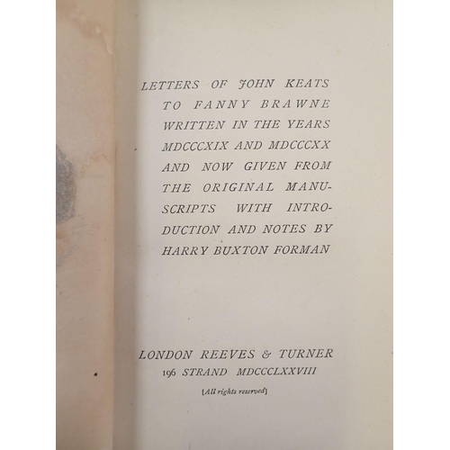 1062 - Letters of John Keats to Fanny Brawne first edition 1878