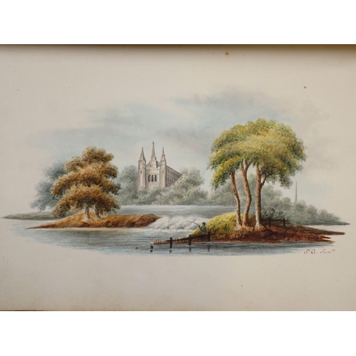 1066 - An early 19th century album of very fine watercolours and text including botanical studies, landscap... 