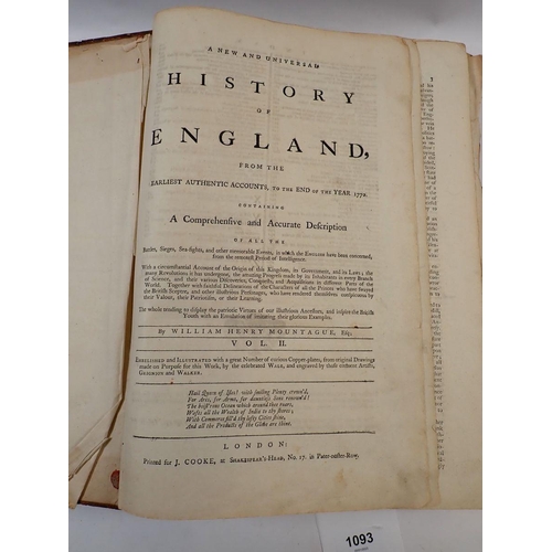 1093 - A New and Universal History of England by William Henry Montague Vol II