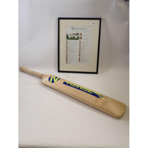 1108 - A Zenith cricket bat signed by the Gloucestershire team circa 1990's and a Worcester Cricket Club si... 