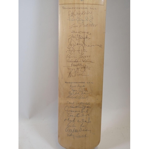 1108 - A Zenith cricket bat signed by the Gloucestershire team circa 1990's and a Worcester Cricket Club si... 