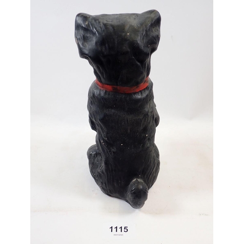 1115 - A vintage painted plaster black Scottie dog 21cm tall