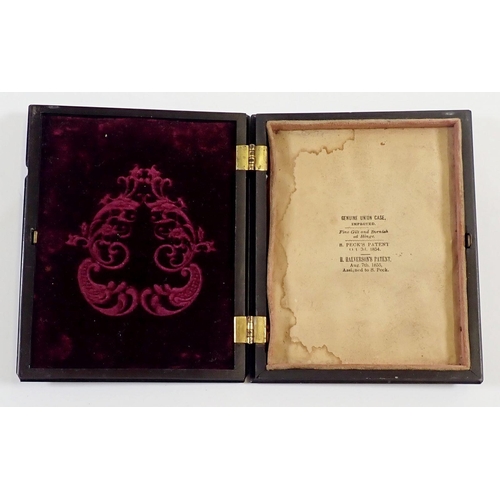 1180 - A Victorian pressed plastic photograph or daguerrotype folding frame 'Genuine Union Case'