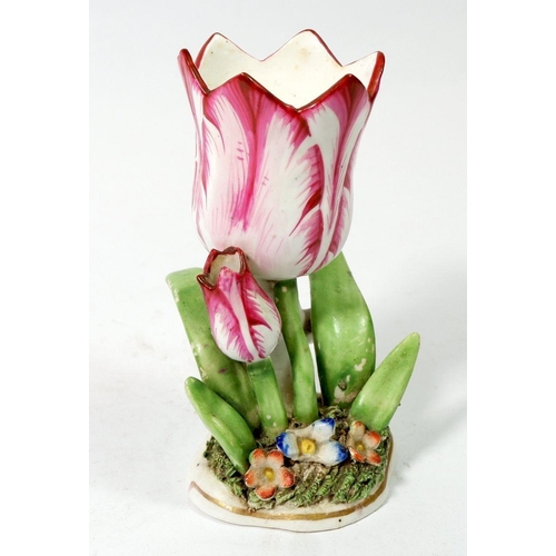 127 - A 19th century Staffordshire tulip form vase, 12cm tall