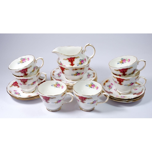 13 - A Duchess floral tea service comprising: six cups and saucers, six tea plates, milk & sugar