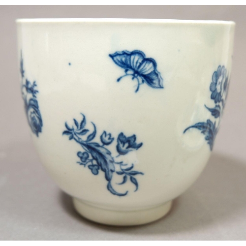 143 - An 18th century Caughley sugar bowl and cover with floral decoration and flower finial, with Salopia... 