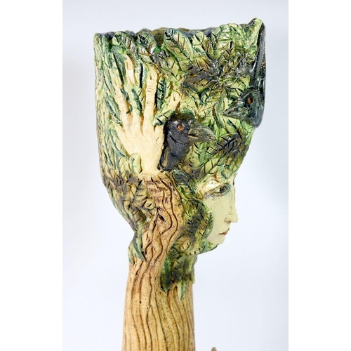 153 - An Amanda Popham studio pottery large figure of a woman 'Our Lady of the Forest' 50cm