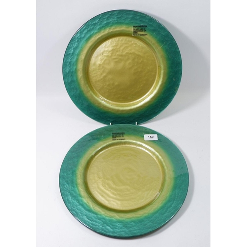 159 - A pair of Portmerion green glass plates, 34cm diameter