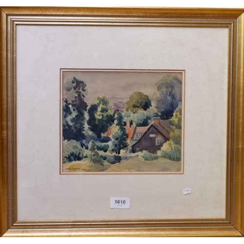 1610 - Sydney Horne Shepherd (1909-1993) - watercolour cottage, 20 x 23cm