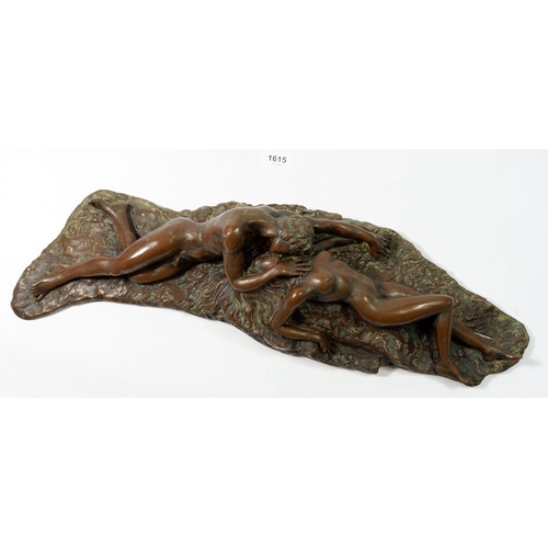 1615 - A John Letts bronzed resin group 'The Lovers' limited edition, 56cm wide