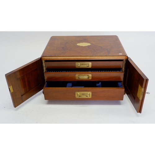 229 - A Victorian walnut cutlery box with three fitted drawers, 56cm L, 28cm H, 44cm D