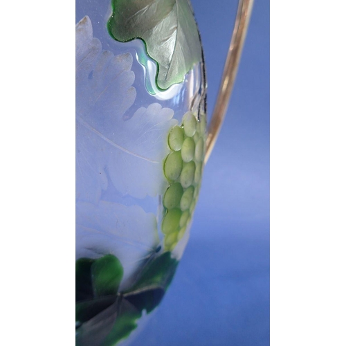 231 - An Austrian cameo cut glass claret jug with vine decoration and silver collar, lid and handle