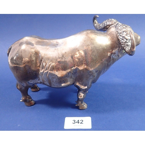 342 - A South African electroformed silver model of a water buffalo marked Argent 999 and DJR, 20cm