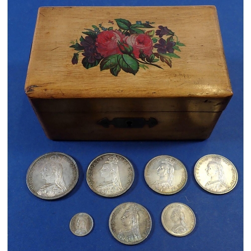 681 - A quantity of Victorian Jubilee bust silver coinage all 1887 date including: threepence, shilling, f... 