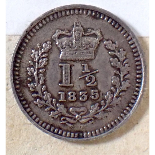 683 - A William IV three halfpence 1835 - Condition: EF