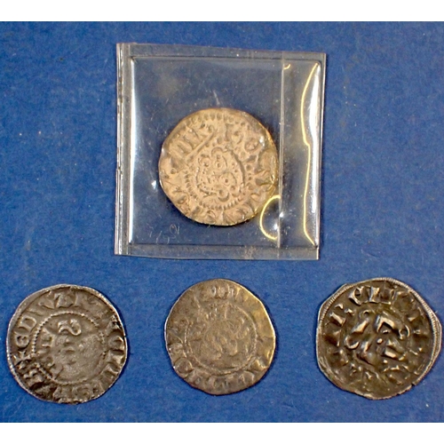 706 - Edward I penny Durham Mint, Edward III penny, Henry Longcross penny and Crusader penny