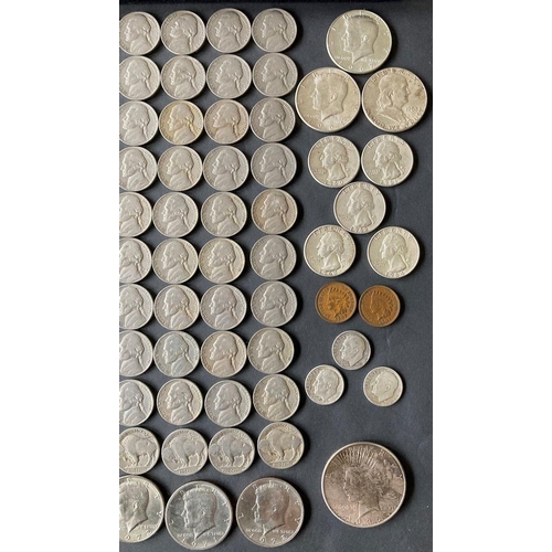 711 - Large collection of US coins from 1912 on. Silver Liberty Head Peace dollar 1926. 