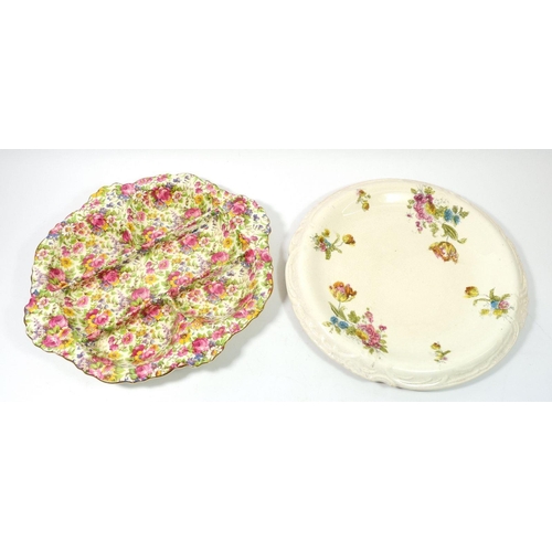72 - A Royal Winton chintz sectional entrée dish and a Victorian bread plate