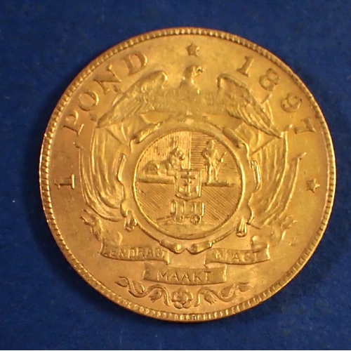 727 - Gold: South Africa Pond (Een) 1897, single shaft wagon tongue. Condition: VF