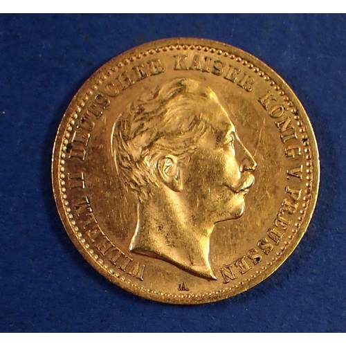 728 - Gold: German States Prussia 10 Marks, Wilhelm II 1911, Berlin Mint Condition: VF