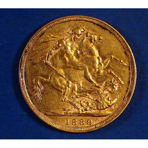 740 - A Victorian sovereign, 1889