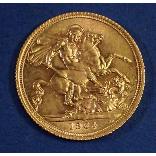 747 - A gold sovereign Elizabeth II 1964, London Mint - Condition: EF