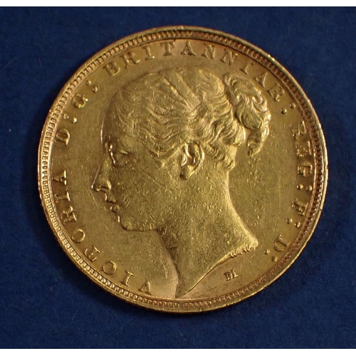 754 - A gold sovereign Victorian 1886 Young Head, Melbourne Mint - Condition: VF