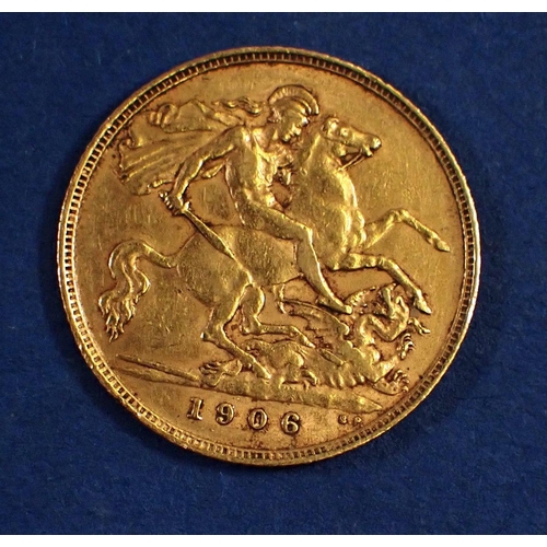 760 - A gold half sovereign Edward VII 1906, London Mint - Condition: VF