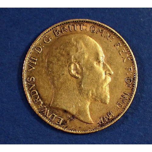 761 - A gold half sovereign Edward VII 1908, London Mint - Condition: VF