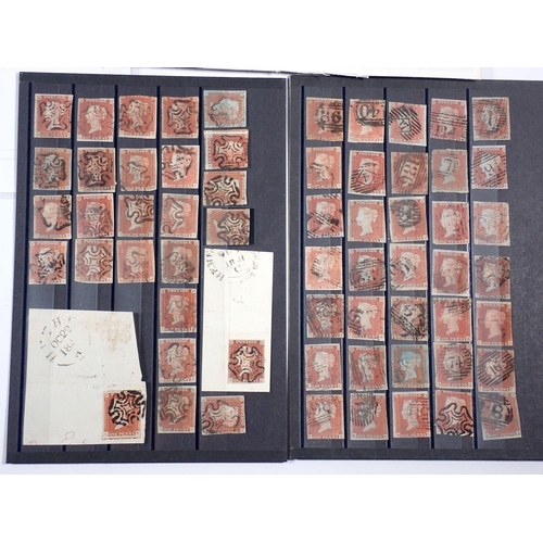 830 - GB: Collection of used imperf & perf QV LE 1d reds, 35 with Maltese Cross postmarks. Incl wmk, perf ... 