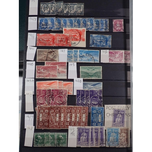 849 - Ireland: Large blue stockbook, another & pack of covers, cards & loose of mint & used from 1922 KGV ... 