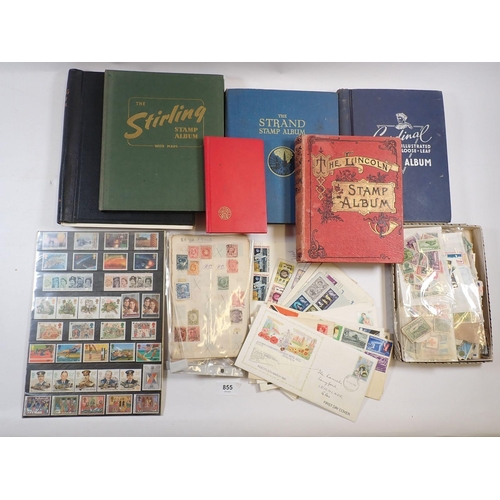 855 - All World: Large box of 5 partially filled albums, small carton loose, old remnant approvals books, ... 