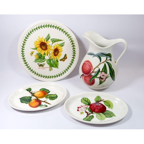 88 - A Portmeirion Botanic Garden large cake stand, large jug and two oval platters