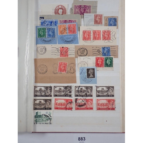 883 - GB: Collection of defin & commem perfins in over half filled 16 page A4 red stock-book, mostly used,... 