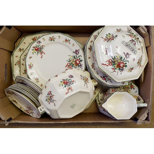 92 - A Royal Doulton Old Leeds Sprays dinner service comprising: two tureens - one with lid, four graduat... 