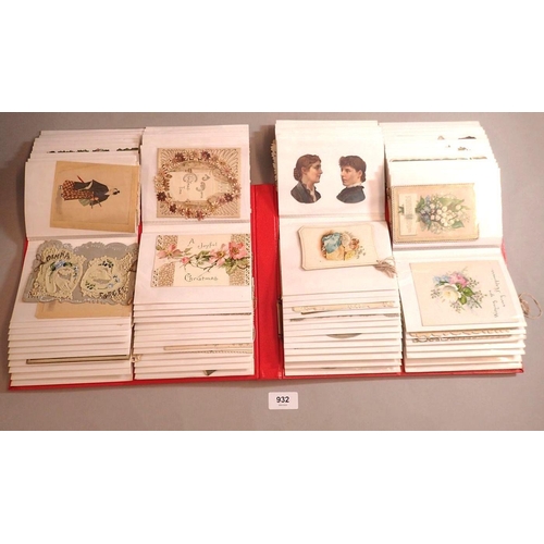 932 - A large collection of Victorian and Edwardian greetings cards