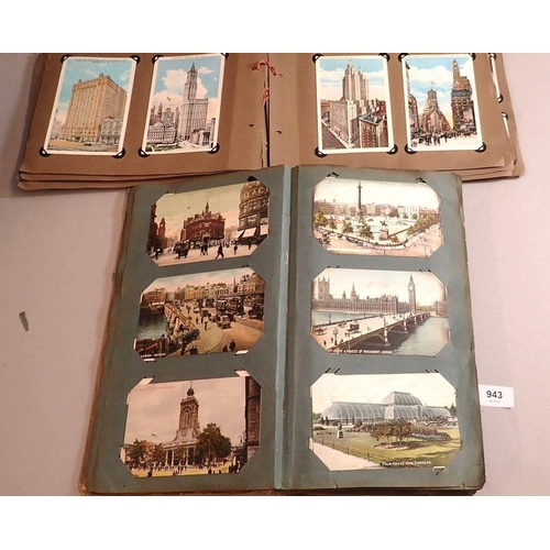 943 - Three albums of photographs and postcards including GB and foreign topographical, cricket related, f... 