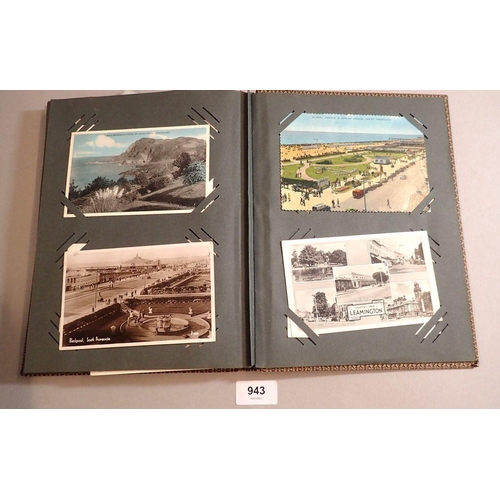 943 - Three albums of photographs and postcards including GB and foreign topographical, cricket related, f... 