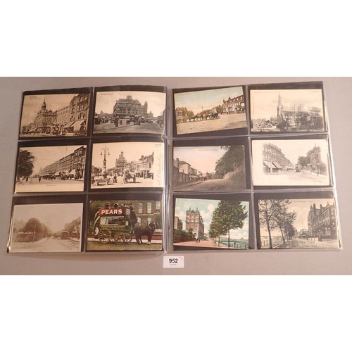 952 - A collection of 57 South London street scene postcards, social history and transport themes, some RP... 