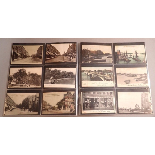 952 - A collection of 57 South London street scene postcards, social history and transport themes, some RP... 