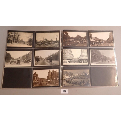 952 - A collection of 57 South London street scene postcards, social history and transport themes, some RP... 